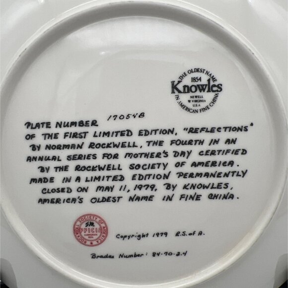 1979 Knowles Norman Rockwell Mother's Day Collectible Plate Porcelain China 8.5" - Picture 4 of 4